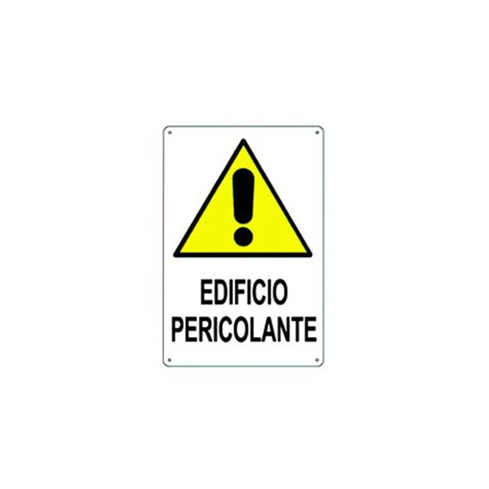 Cartello di pericolo edificio pericolante in polionda cm 50x70