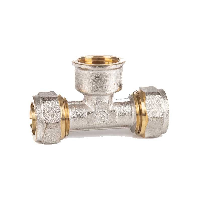 Raccordo a "t" a stringere filettato femmina per multistrato