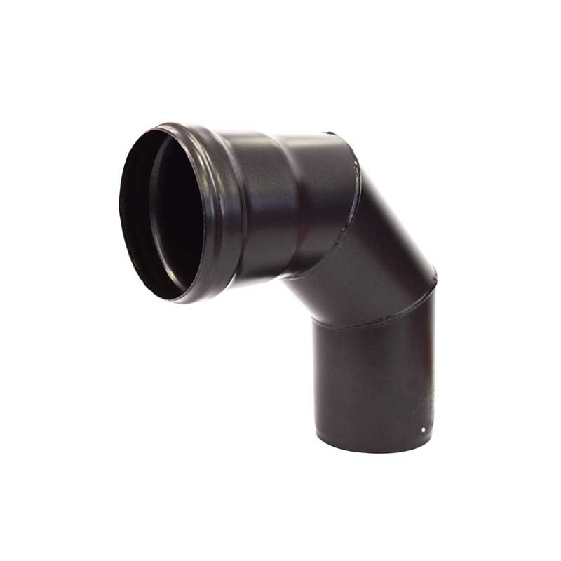 Curva 87° ø80 serie pellet 1,2 mm in acciaio al carbonio verniciato nero