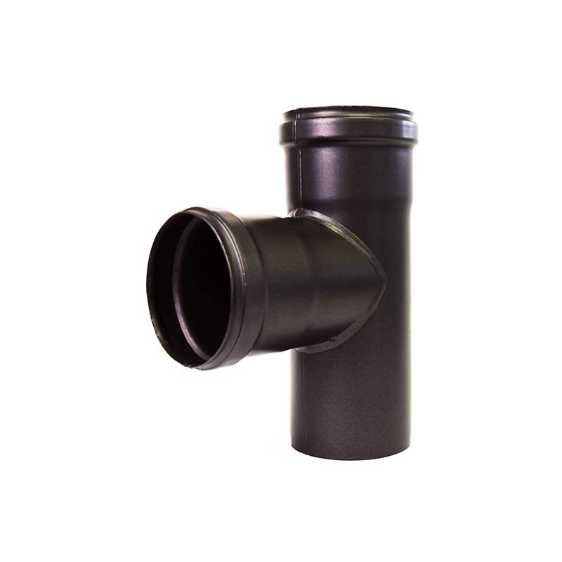 Raccordo a T ø80 serie pellet 1,2 mm in acciaio al carbonio verniciato nero