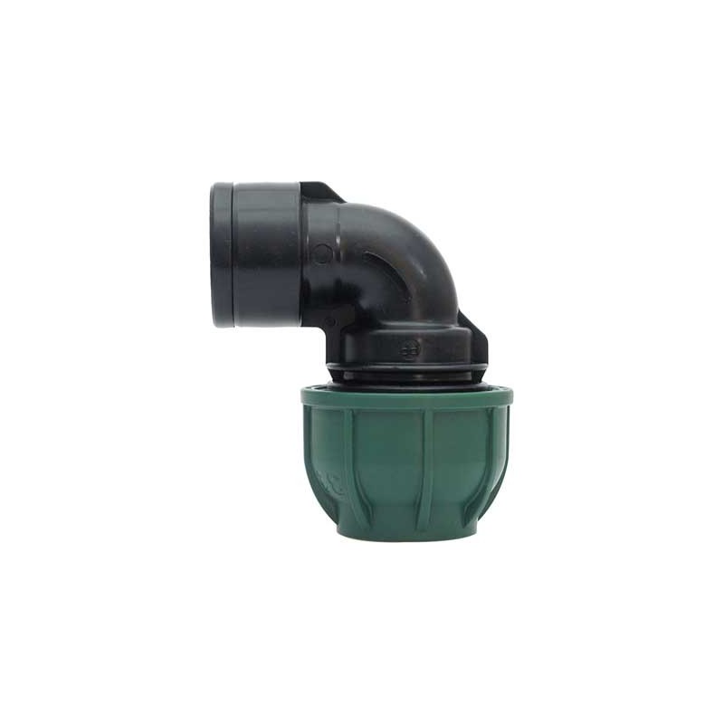 Gomito a 90° a stringere con derivazione fil. femmina ø mm 25x3/4" - 10 pn