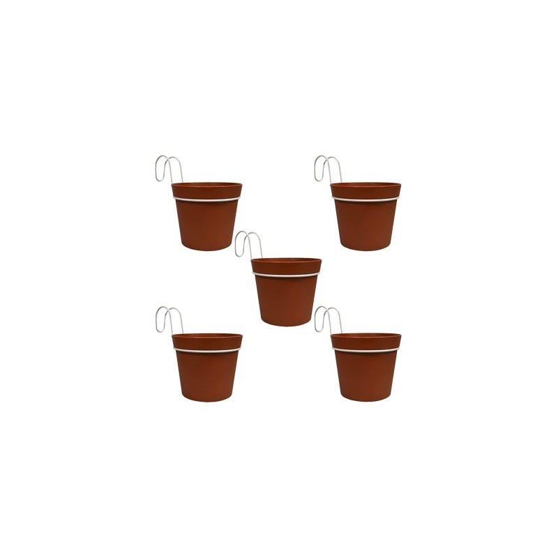 Kit vasi con balconiera 'pop-up' ø 12x13h - col.terracotta