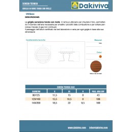 Griglia di aerazione tonda in rame con retina e molle