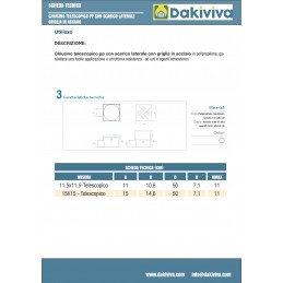 Chiusino telescopico sifonato in pp con scarico laterale e griglia in acciaio
