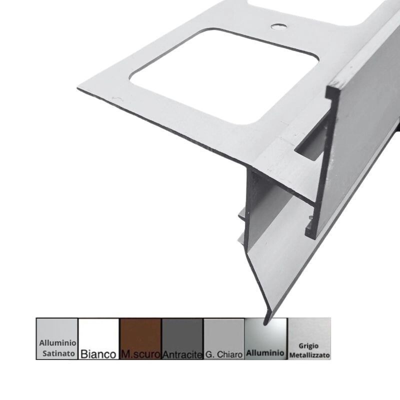 Gocciolatoio/Angolare/Giunzione FLUX in Alluminio per Balconi e Terrazze - Barra da 2,7 metri