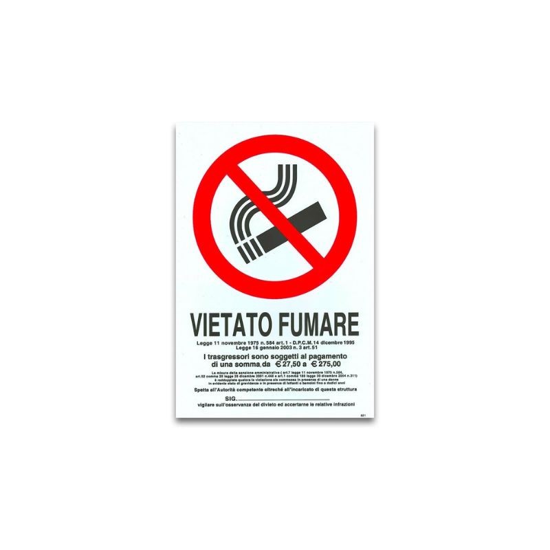 Cartello vietato fumare cm 20X30