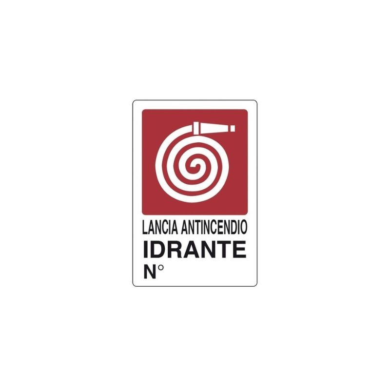 Cartello lancia antincendio idrante n° - cm 20X30