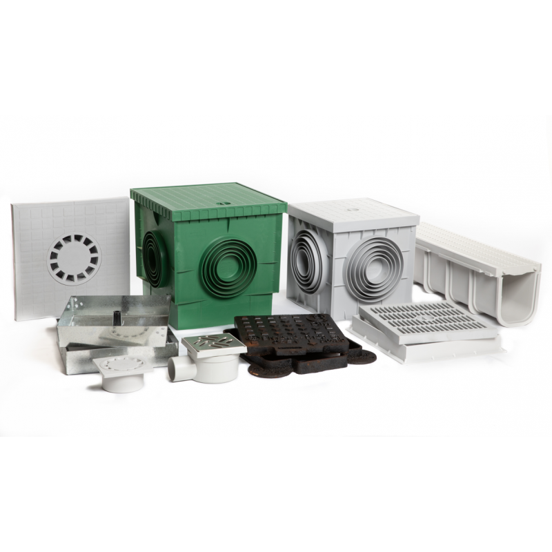 Gamma di articoli per la raccolta e canalizzazione delle acque